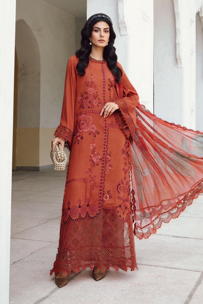 Maria. B 3 Piece Unstitched Embroidered Cambric Suit - MPT-2701-B