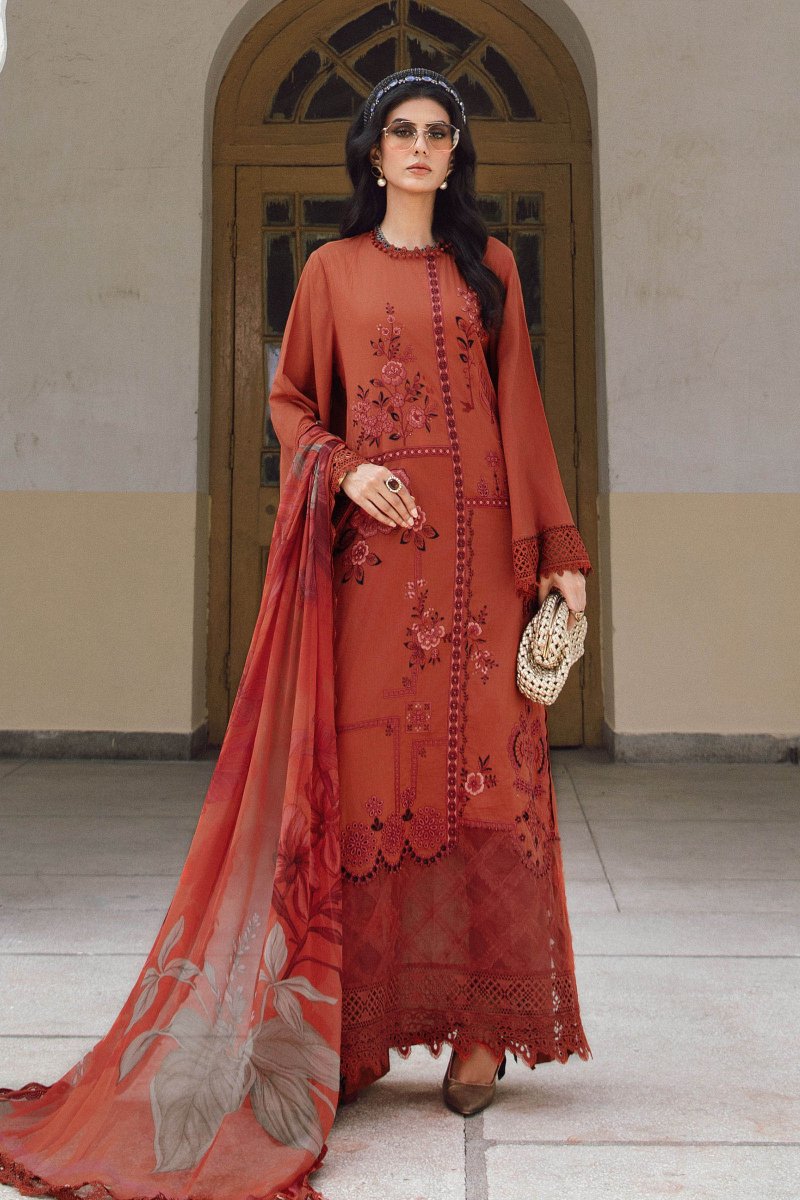 Maria. B 3 Piece Unstitched Embroidered Cambric Suit - MPT-2701-B