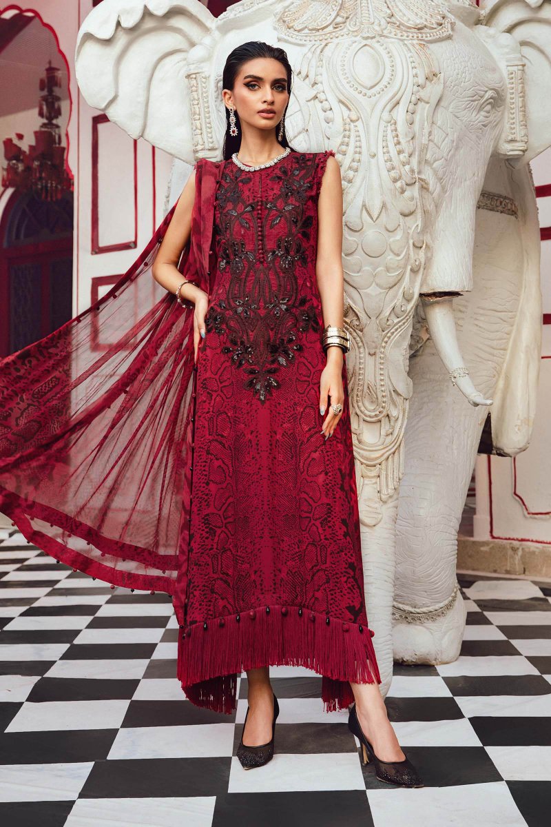 Maria. B 3 Piece Unstitched Embroidered Linen Suit - MPT-2702-A
