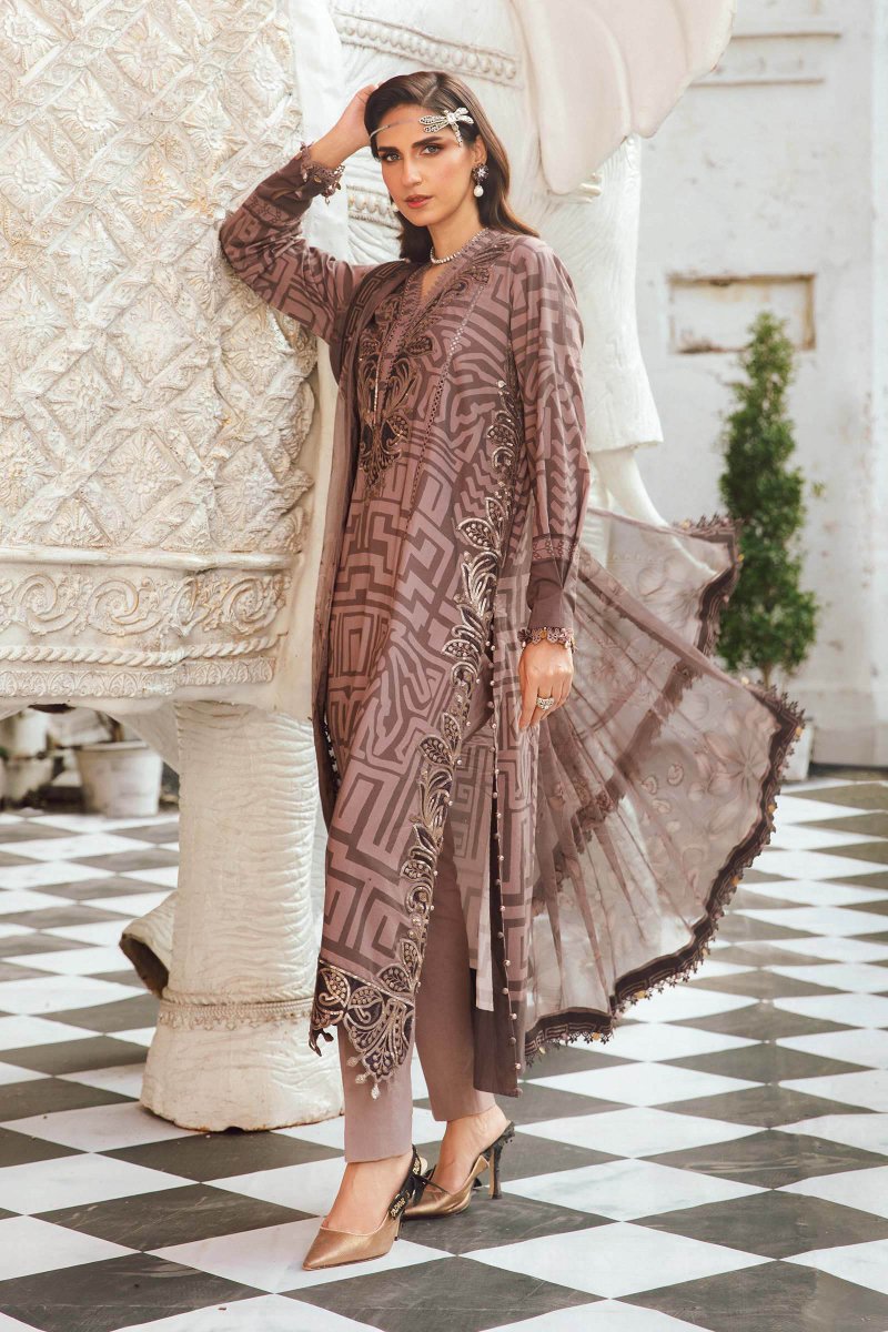 Maria. B 3 Piece Unstitched Embroidered Cambric Suit - MPT-2703-B
