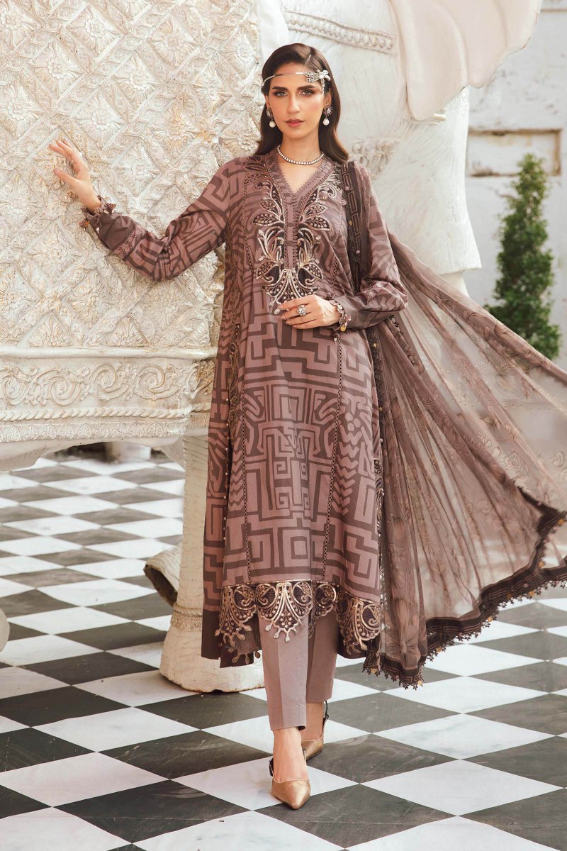 Maria. B 3 Piece Unstitched Embroidered Cambric Suit - MPT-2703-B