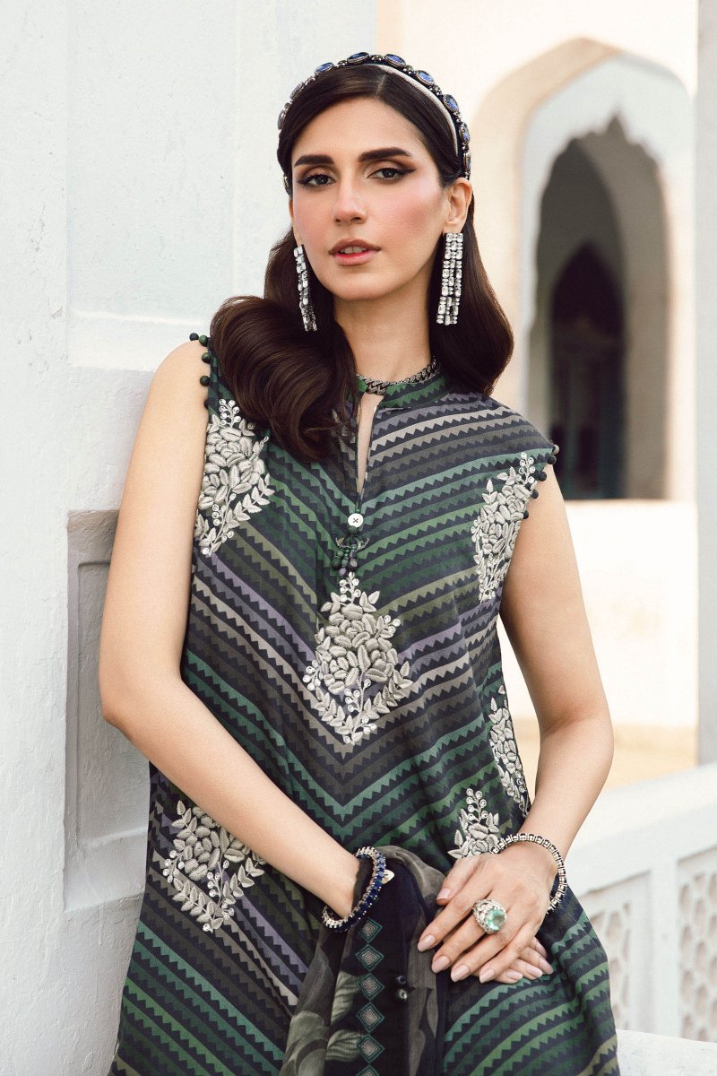 Maria. B 3 Piece Unstitched Embroidered Cambric Suit - MPT-2705-A