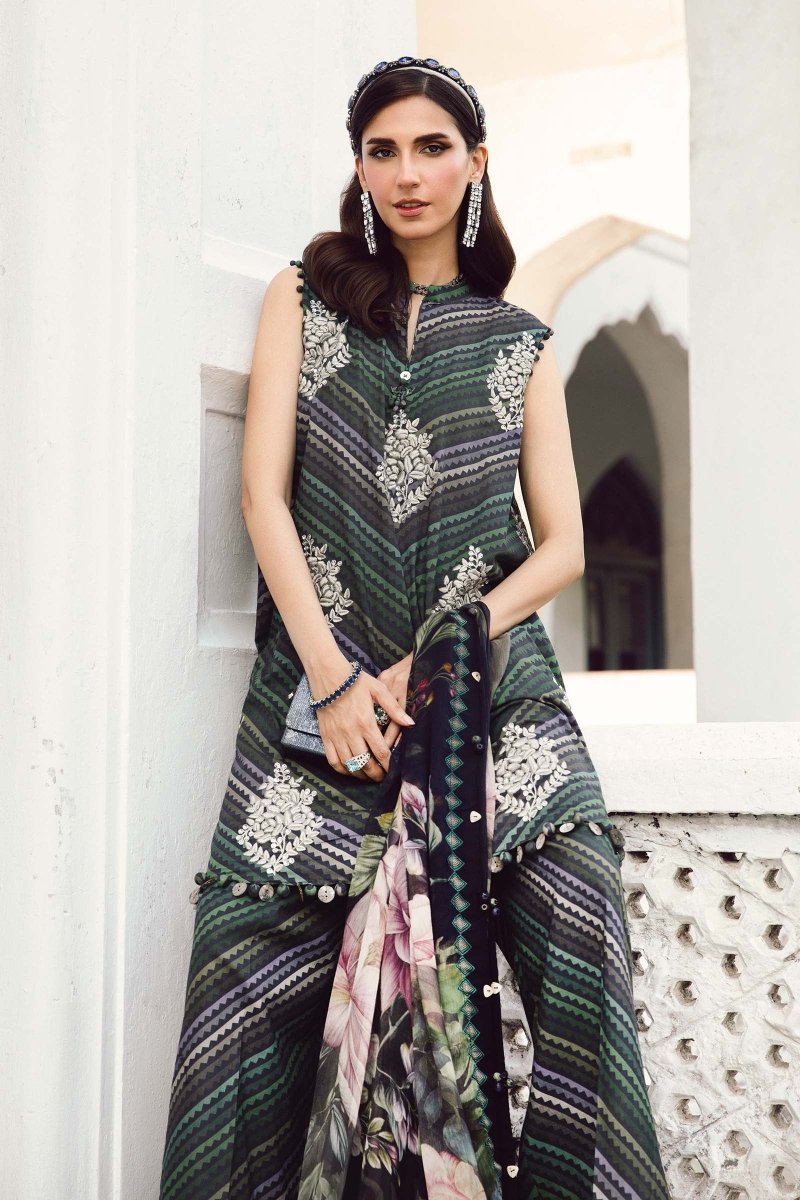 Maria. B 3 Piece Unstitched Embroidered Cambric Suit - MPT-2705-A