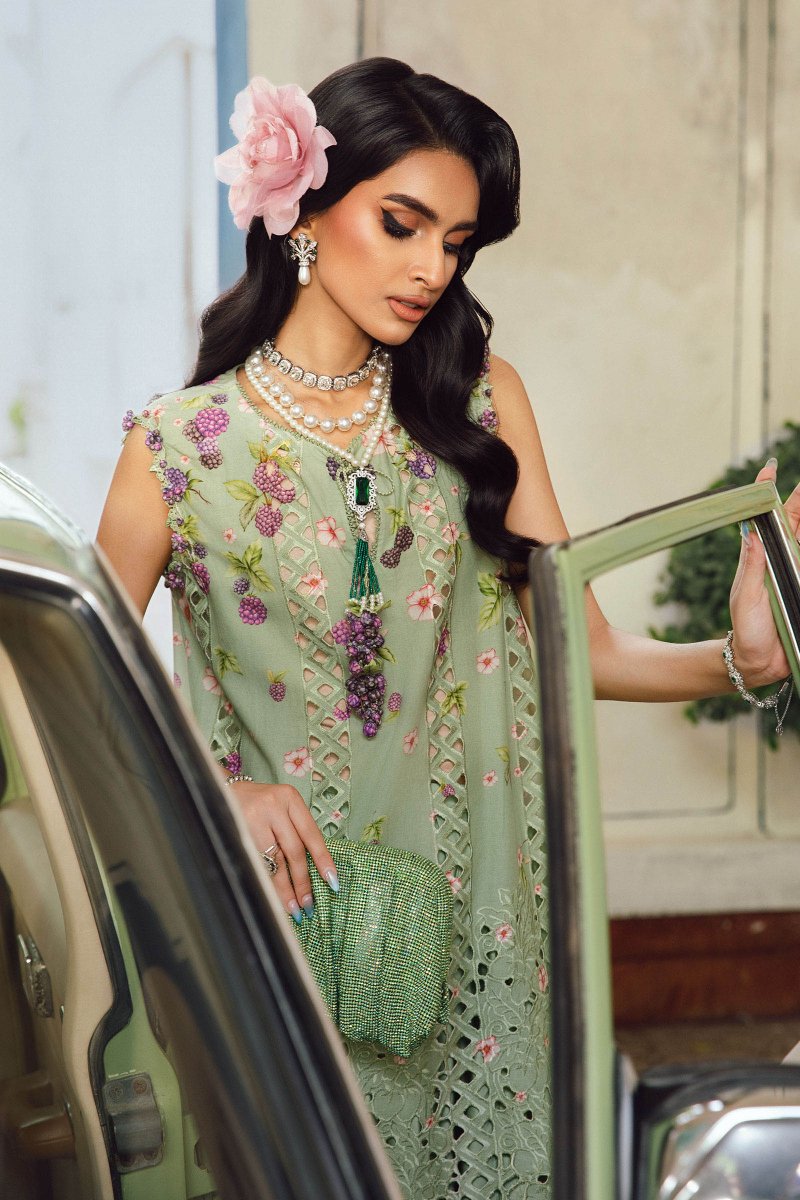 Maria. B 3 Piece Unstitched Embroidered Cambric Suit - MPT-2706-A