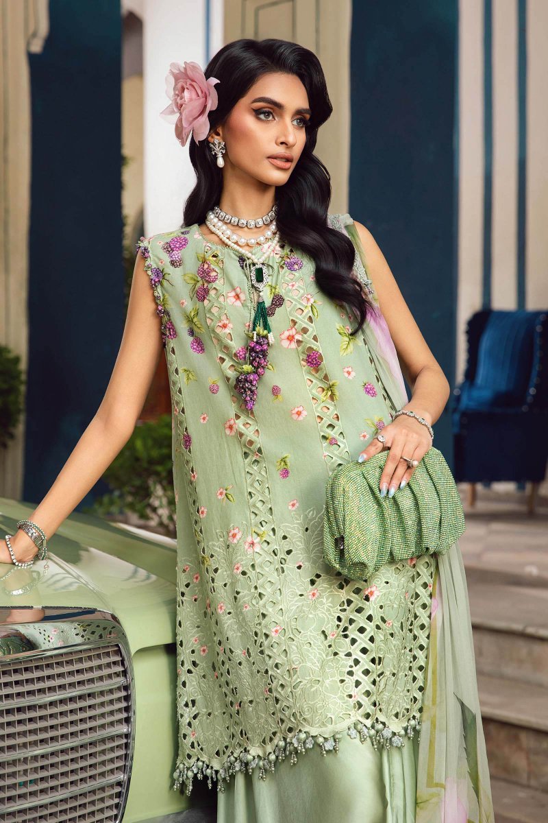 Maria. B 3 Piece Unstitched Embroidered Cambric Suit - MPT-2706-A