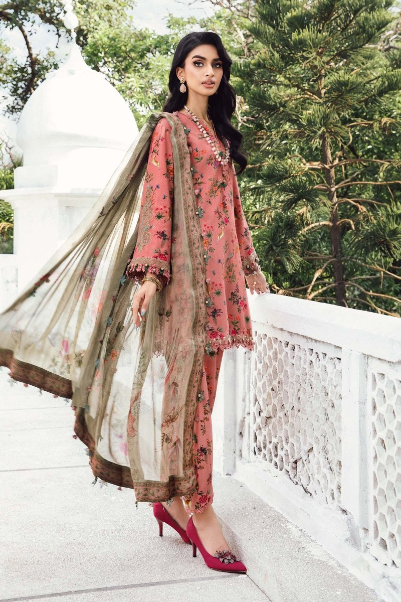Maria. B 3 Piece Unstitched Embroidered Linen Suit - MPT-2707-A