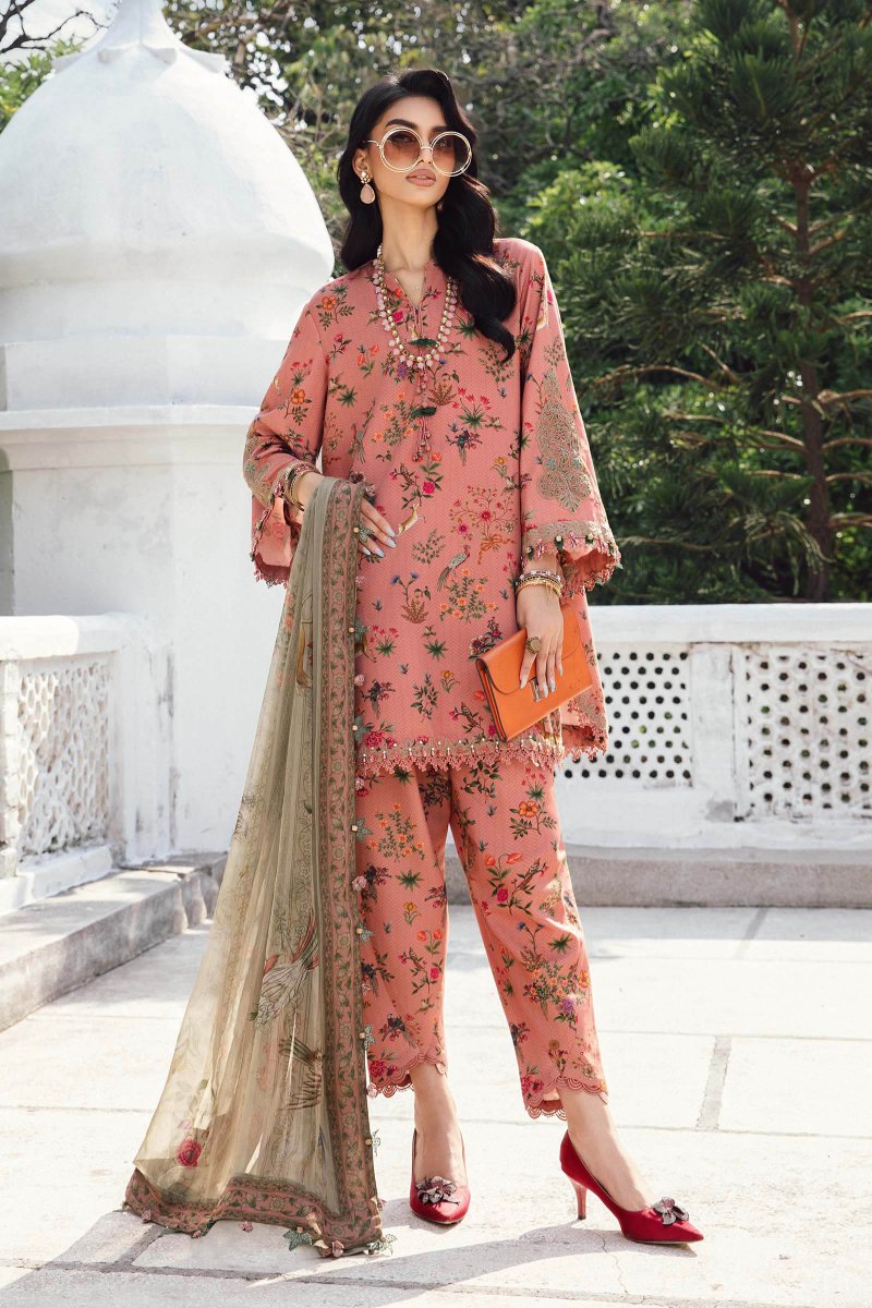 Maria. B 3 Piece Unstitched Embroidered Linen Suit - MPT-2707-A