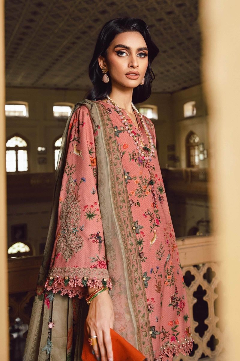 Maria. B 3 Piece Unstitched Embroidered Linen Suit - MPT-2707-A