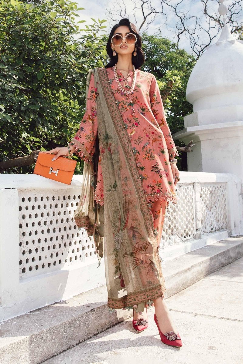 Maria. B 3 Piece Unstitched Embroidered Linen Suit - MPT-2707-A