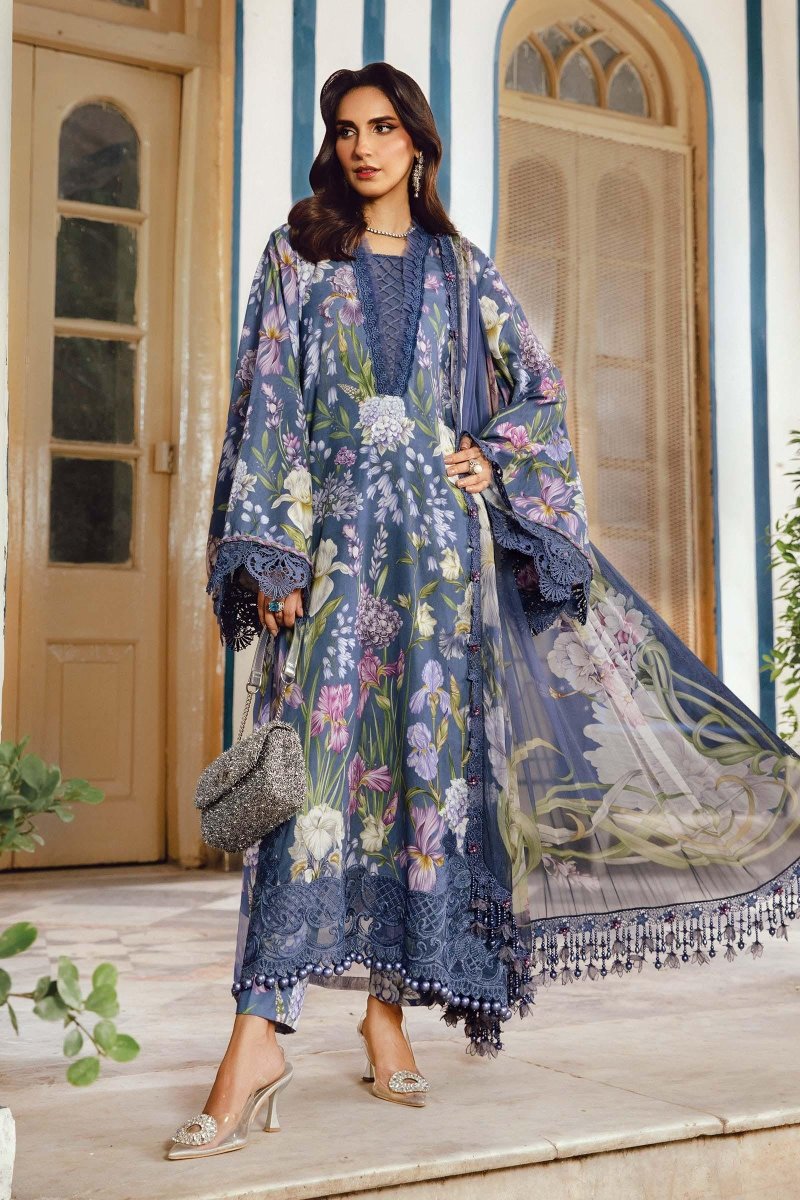 Maria. B 3 Piece Unstitched Embroidered Cambric Suit - MPT-2708-B