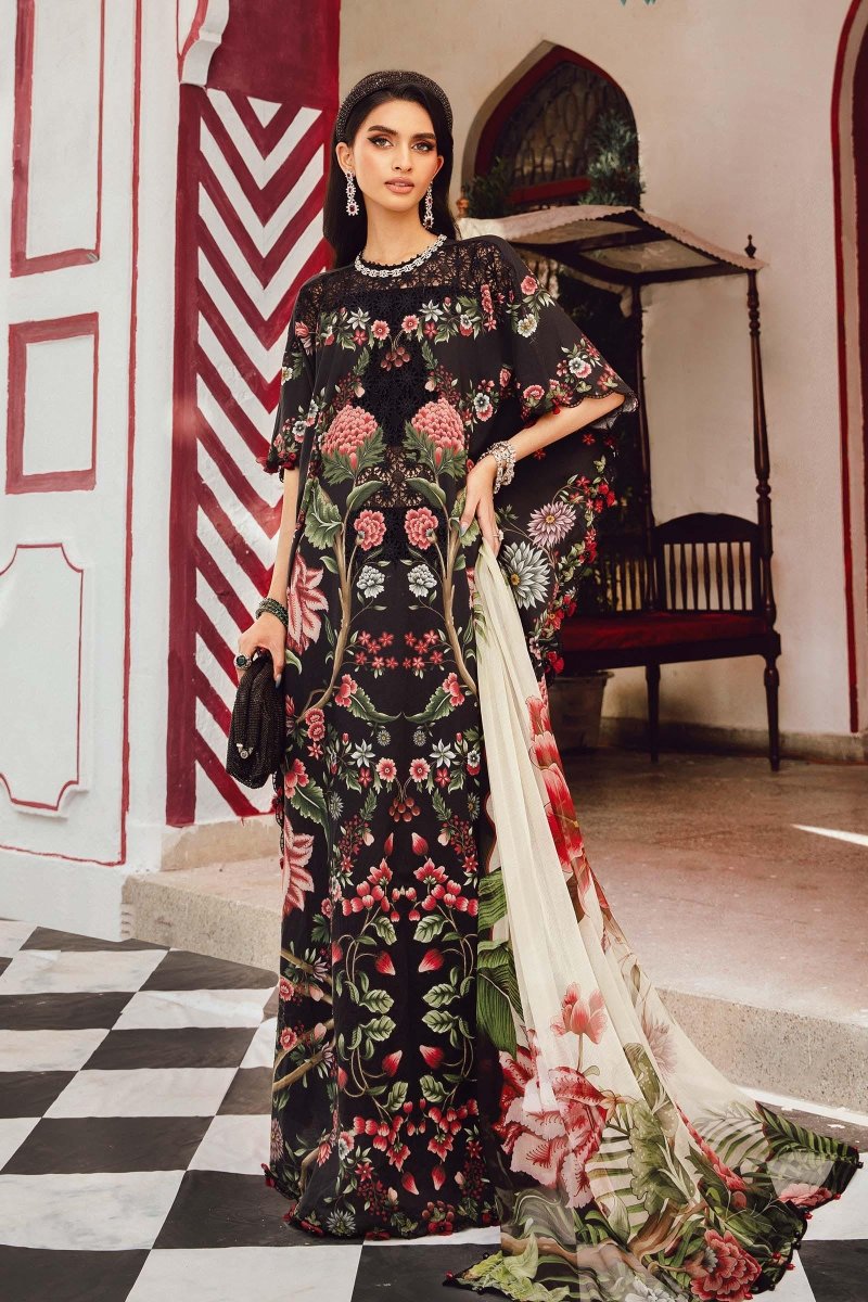 Maria. B 3 Piece Unstitched Embroidered Cambric Suit - MPT-2709-B