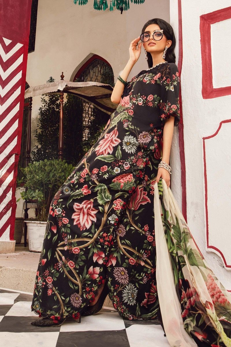 Maria. B 3 Piece Unstitched Embroidered Cambric Suit - MPT-2709-B