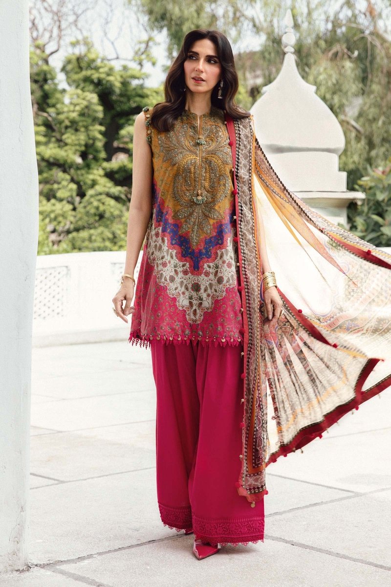 Maria. B 3 Piece Unstitched Embroidered Cambric Suit - MPT-2710-A