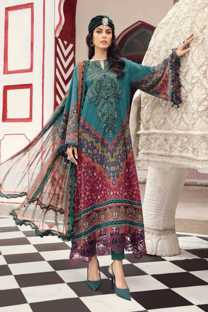 Maria. B 3 Piece Unstitched Embroidered Cambric Suit - MPT-2710-B