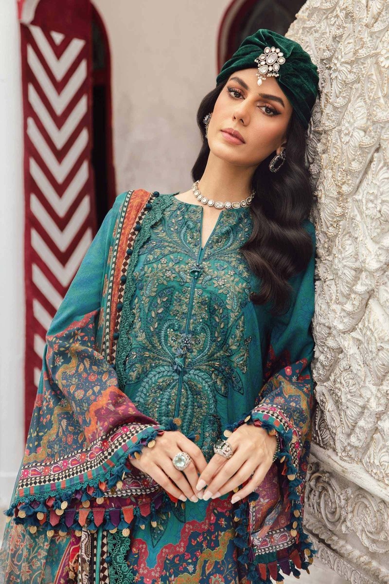 Maria. B 3 Piece Unstitched Embroidered Cambric Suit - MPT-2710-B