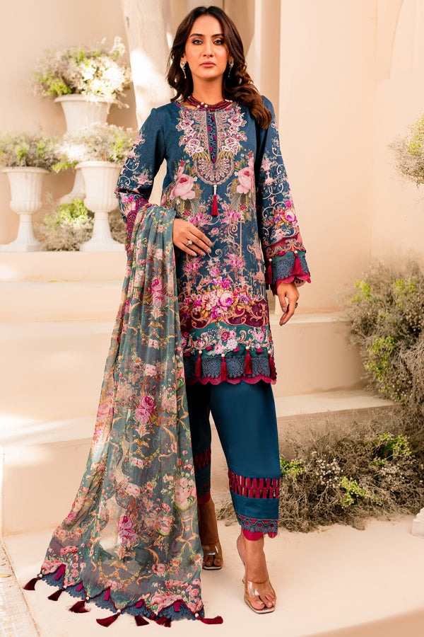 Jade Classic 3 Piece Unstitched Digital Printed Cotton Satin Suit - NWC-20307