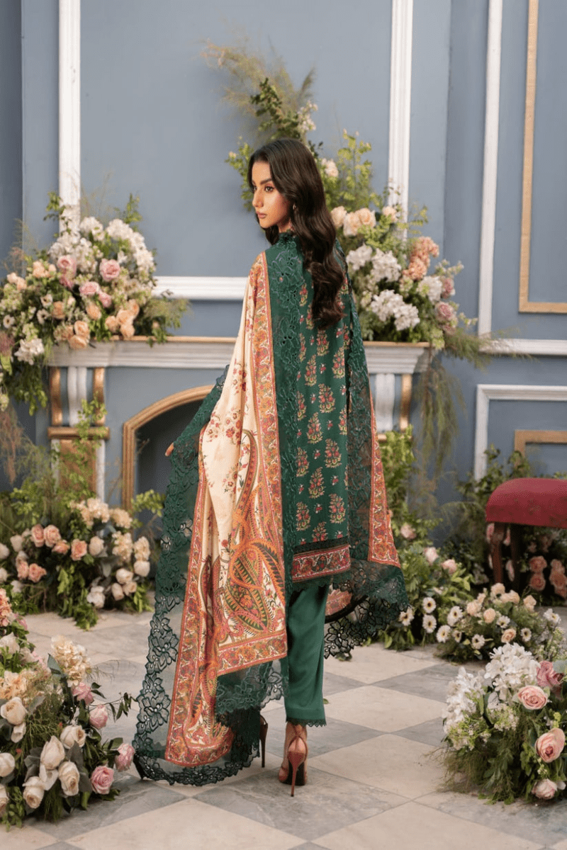 Mausummary 3 Piece Stitched Printed Linen Doria Suit - Noor