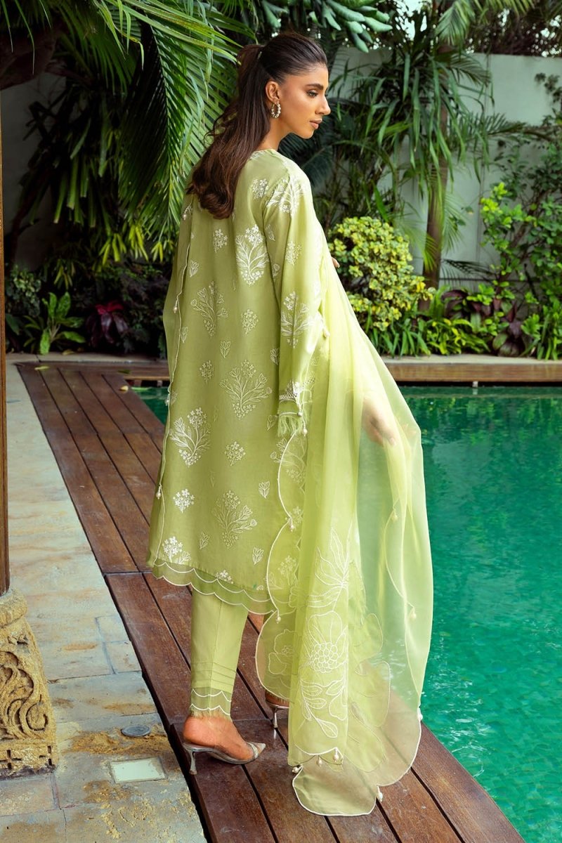 Gul Ahmed 3 Piece Unstitched Lacquer Printed Lawn Suit with Embroidered Organza Dupatta OG-52001