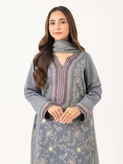 Limelight 3 Piece Stitched Embroidered Lawn Suit P8042SU - Grey