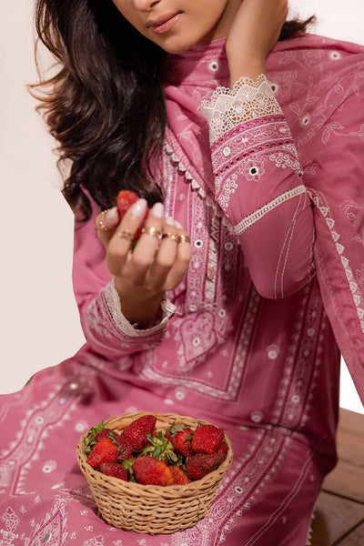 Gul Ahmed 3PC Unstitched Embroidered Lawn Suit with Mirror Work Lacquer Printed Paper Cotton Dupatta PC-42012