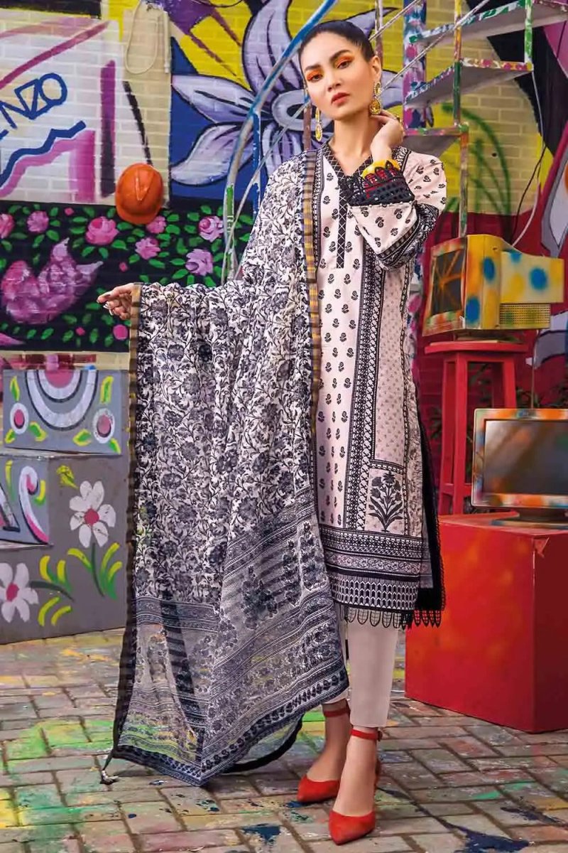 Gul Ahmed 3PC Digital Printed Lawn Unstitched Suit With Karandi Organza Dupatta PK-22001