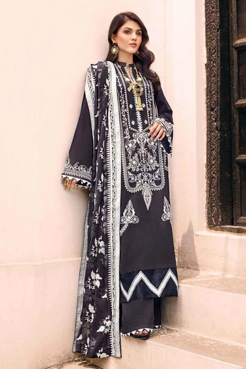 Gul Ahmed 3PC Embroidered Lawn Unstitched Suit With Embroidered Chiffon Dupatta PM-12010