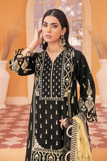 Gul Ahmed 3PC Embroidered Lawn Unstitched Suit With Embroidered Net Dupatta PM-22004