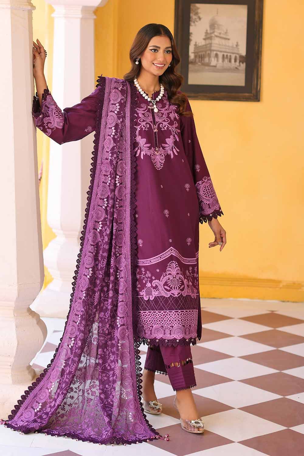 Gul Ahmed 3PC Sequins Embroidered Cambric Unstitched Suit with Embroidered Chiffon Dupatta PM-32032