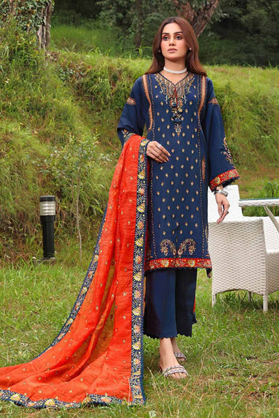 Gul Ahmed 3PC Embroidered Silk Unstitched Suit with Embroidered Organza Net Dupatta PM-32080