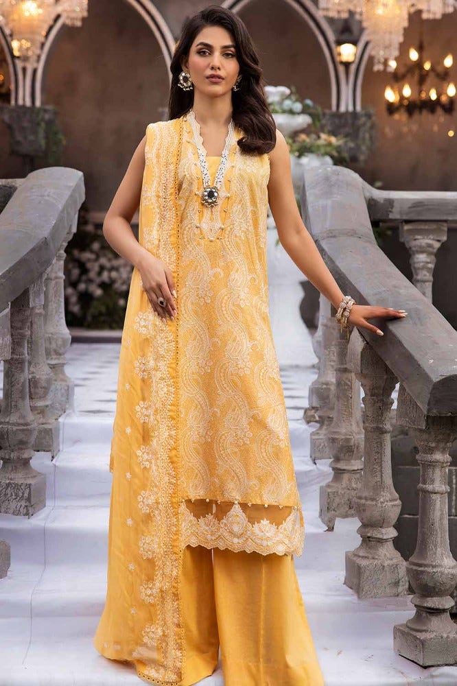 Gul Ahmed 3PC Embroidered Lawn Unstitched Suit with Embroidered Chiffon Dupatta - PM-42007
