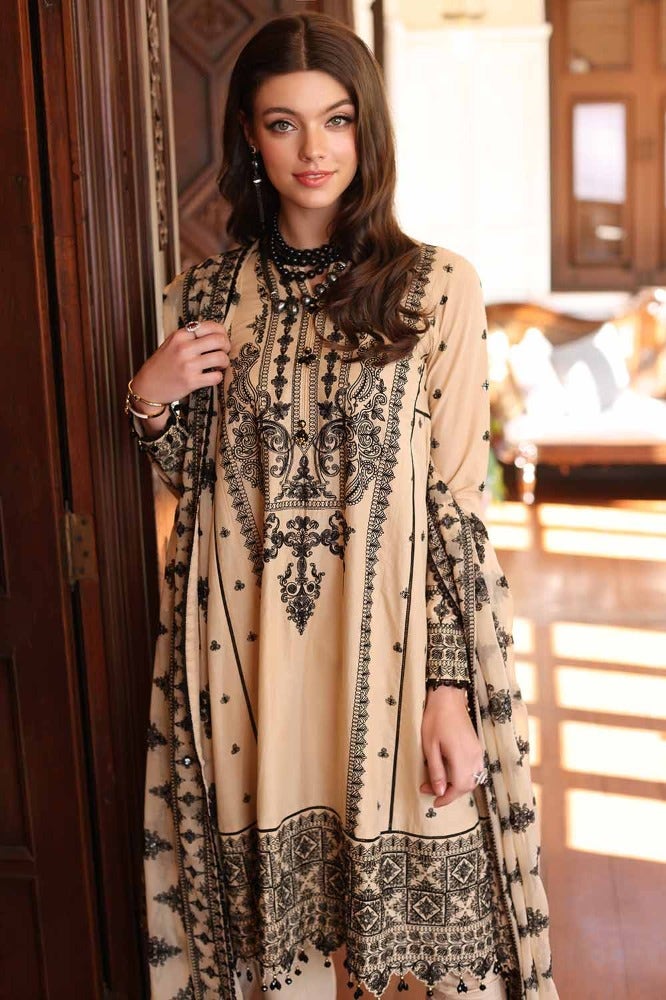Gul Ahmed 3PC Embroidered Lawn Unstitched Suit with Embroidered Chiffon Dupatta with Sequins - PM-42010