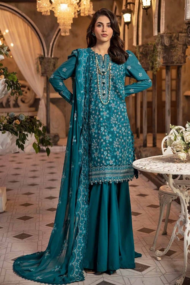 Gul Ahmed 3PC Embroidered Lawn Unstitched Suit with Embroidered Chiffon Dupatta - PM-42026