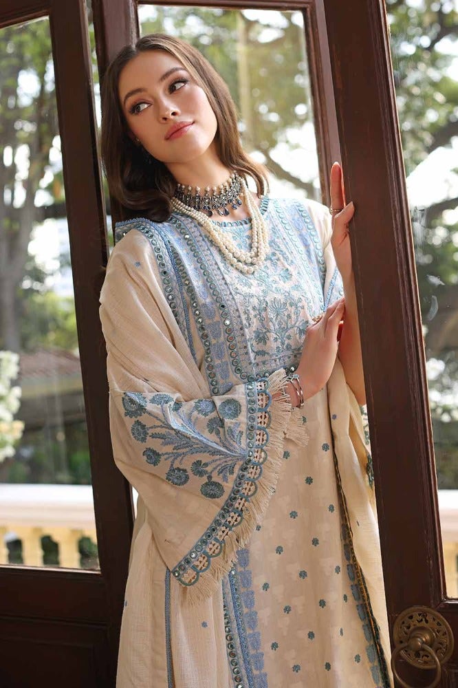 Gul Ahmed 3PC Embroidered Dobby Unstitched Suit with Embroidered Cotton Net Dupatta - PM-42030
