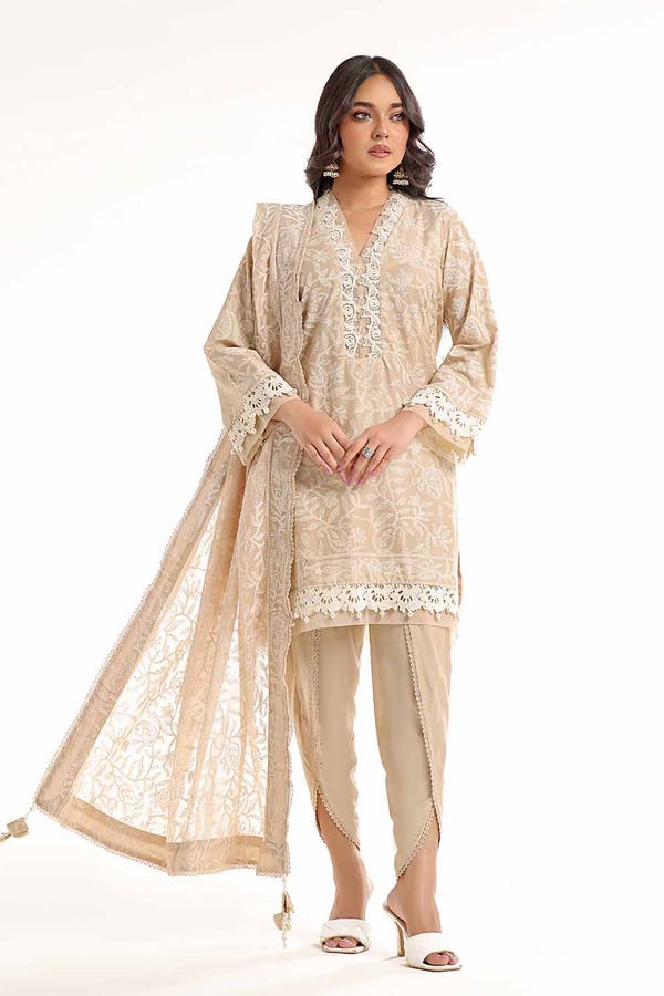 Gul Ahmed 3PC Unstitched Embroidered Lawn Suit with Embroidered Chiffon Dupatta PM-42037