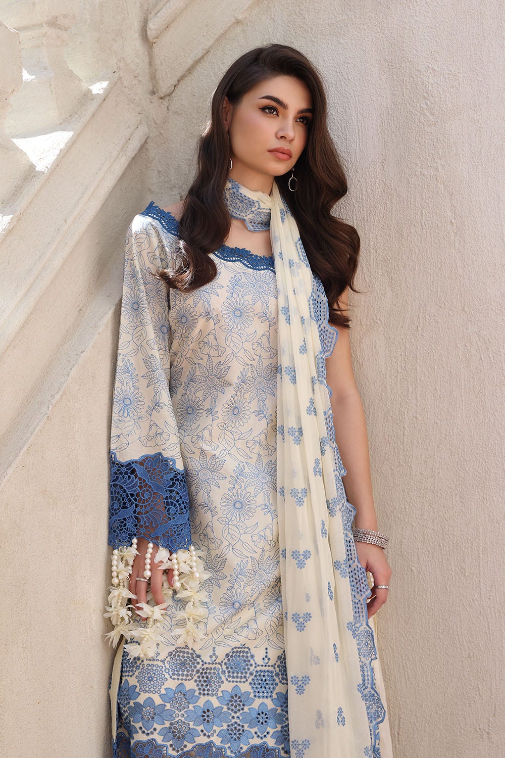 Gul Ahmed 3 Piece Unstitched Schiffli Embroidered Lawn Suit with Schiffli Embroidered Chiffon Dupatta PM-52042