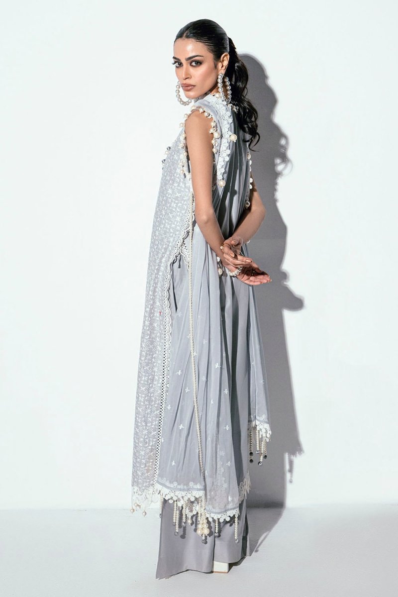 Gul Ahmed 3 Piece Unstitched Schiffli Embroidered Lawn Suit with Embroidered Chiffon Dupatta PM-52048