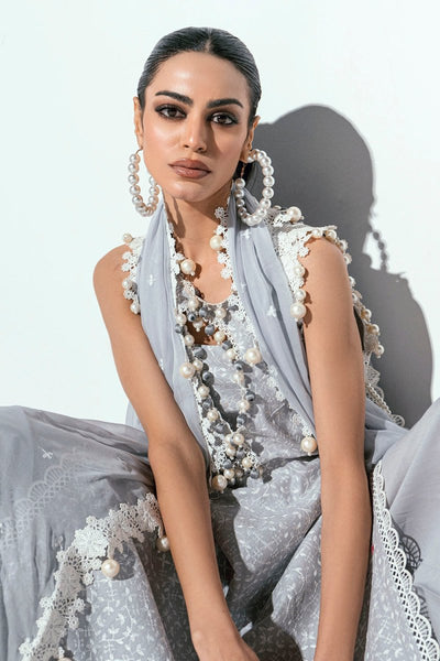 Gul Ahmed 3 Piece Unstitched Schiffli Embroidered Lawn Suit with Embroidered Chiffon Dupatta PM-52048