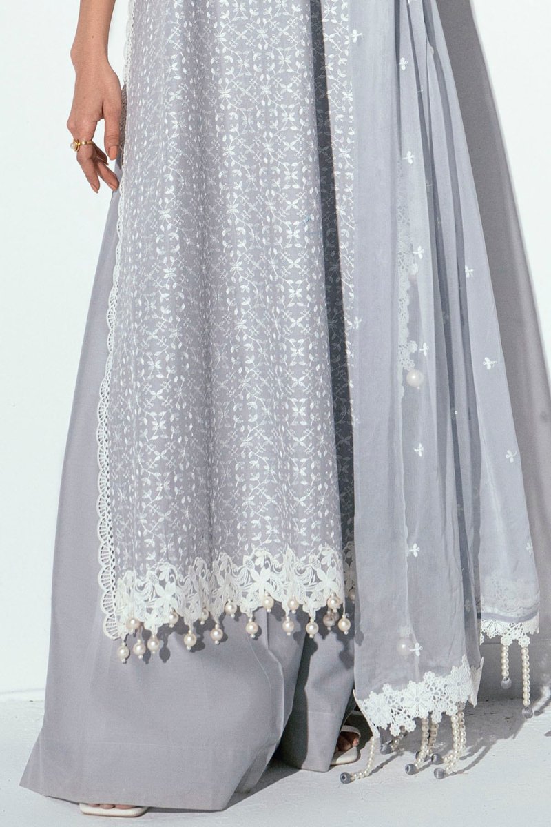 Gul Ahmed 3 Piece Unstitched Schiffli Embroidered Lawn Suit with Embroidered Chiffon Dupatta PM-52048