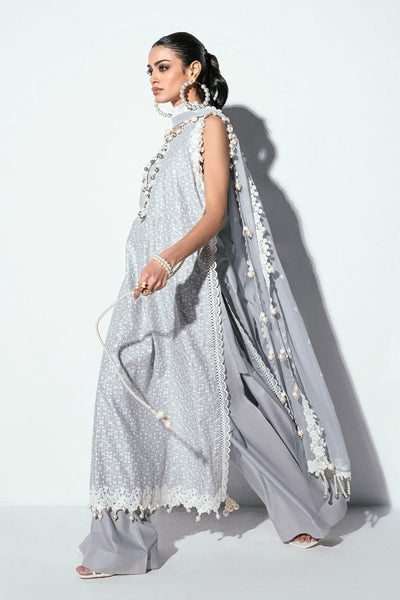 Gul Ahmed 3 Piece Unstitched Schiffli Embroidered Lawn Suit with Embroidered Chiffon Dupatta PM-52048