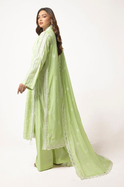 Gul Ahmed 3 Piece Unstitched Embroidered Lawn suit with Embroidered Chiffon Dupatta PM-52058