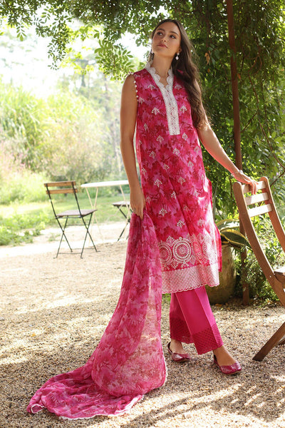 Gul Ahmed 3 Piece Unstitched Embroidered Printed Lawn Suit with Embroidered Printed Chiffon Dupatta PR-52004