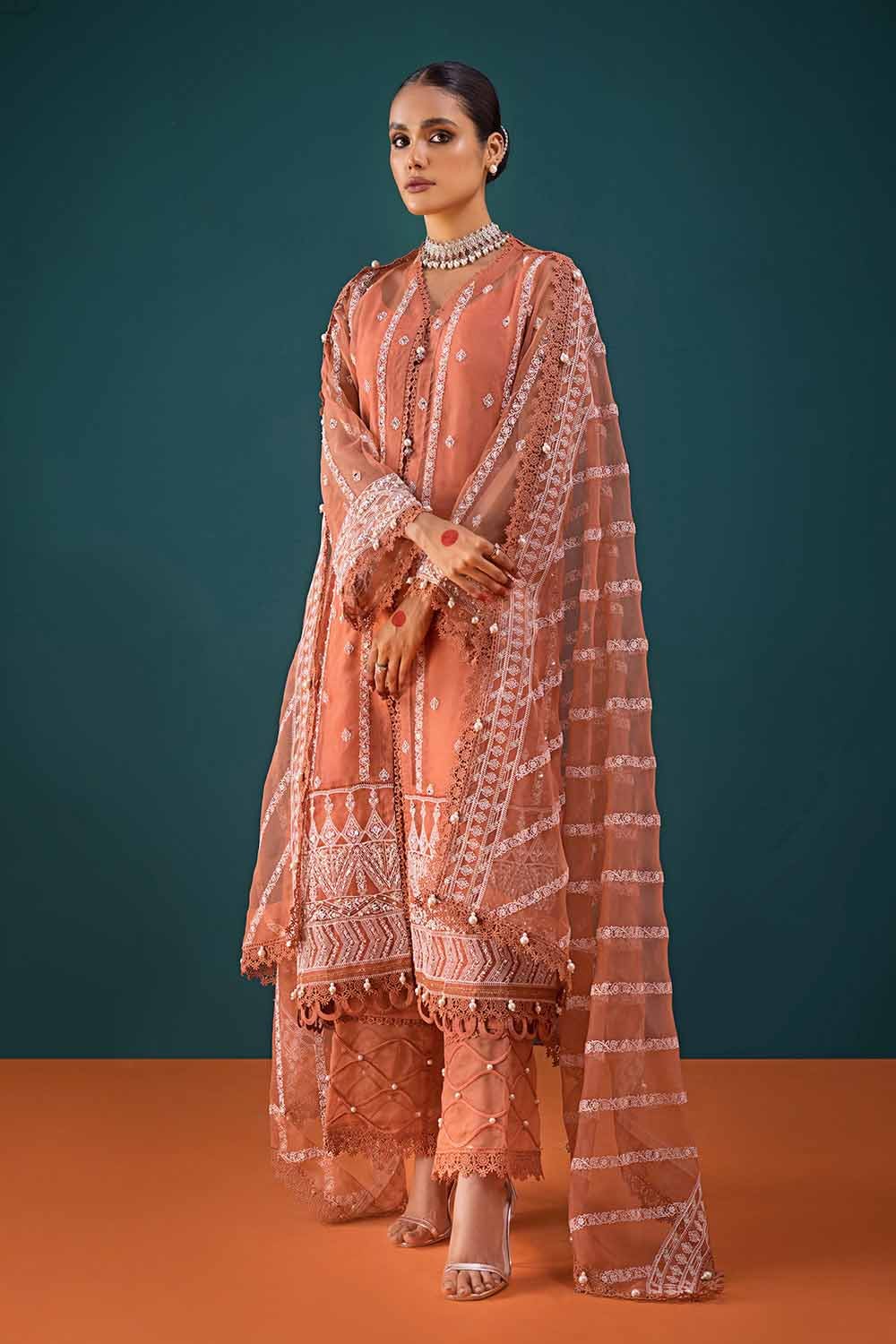 Gul Ahmed 3PC Embroidered Unstitched Organza Shirt with Embroidered Organza Dupatta PRW-32016