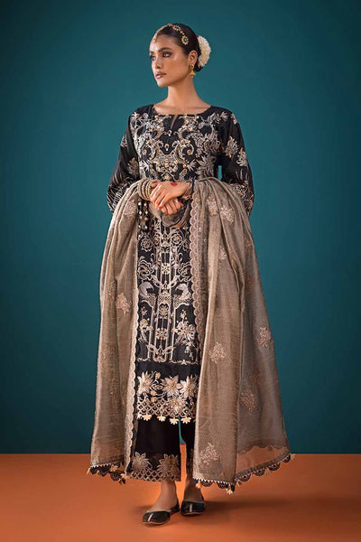Gul Ahmed 3PC Embroidered Unstitched Zari Lawn Shirt with Embroidered Cotton Net Dupatta and Inner PRW-32045
