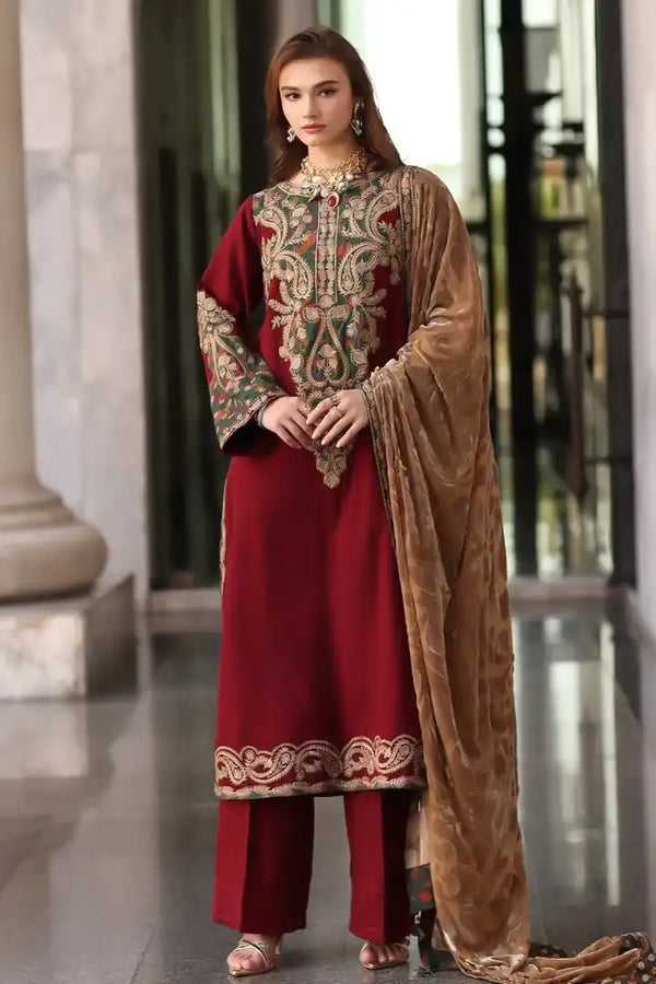 Charizma 3 Pc Unstitched Embroidered Dyed Leather Suit - PSW5-20