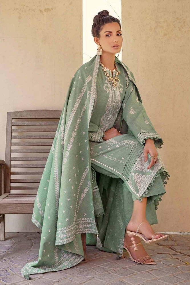 Gul Ahmed 3PC Embroidered Linen Unstitched Suit with Embroidered Linen Dupatta RC-32002