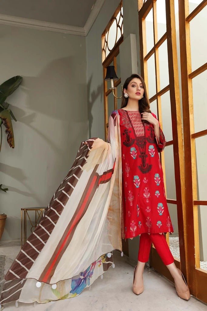 Charizma 3 Piece Unstitched Embroidered Brosha Lawn Suit - RM-14