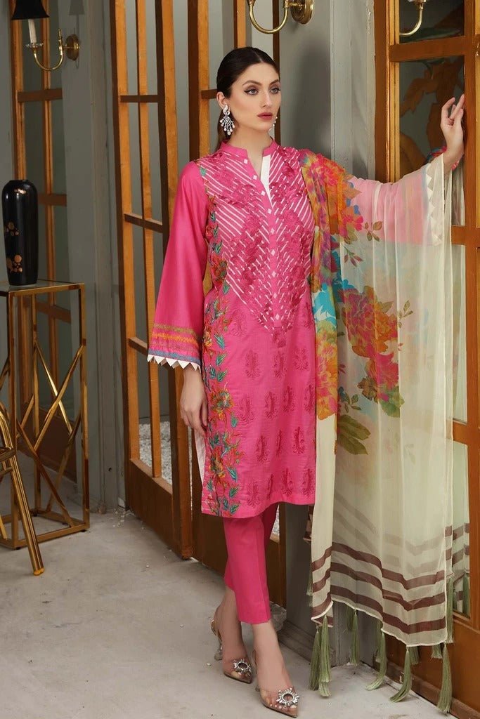 Charizma 3 Piece Unstitched Embroidered Brosha Lawn Suit - RM-19