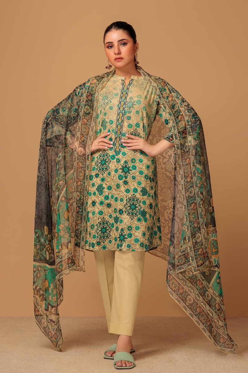 Ready To Wear Bonanza 3 Piece Digital Printed Lawn Suit - RSR233P32-BEIGE