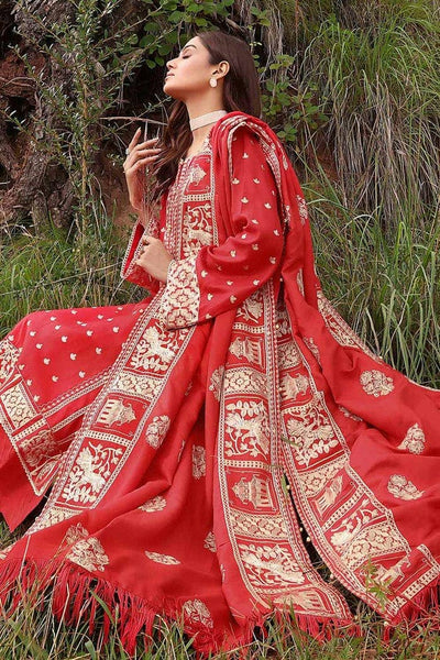 Gul Ahmed 3PC Embroidered Raw Silk Unstitched Suit with Raw Silk Dupatta RW-32001