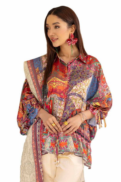 Gul Ahmed 3PC Unstitched Printed Silk Suit S-42001